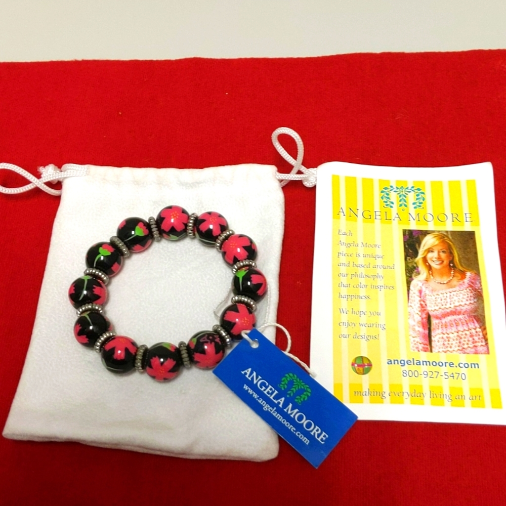 Angela Moore Classic Bracelet Hand painted Beaded
